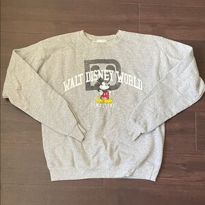 Disney Gray Crewneck Sweater with Mickey Mouse